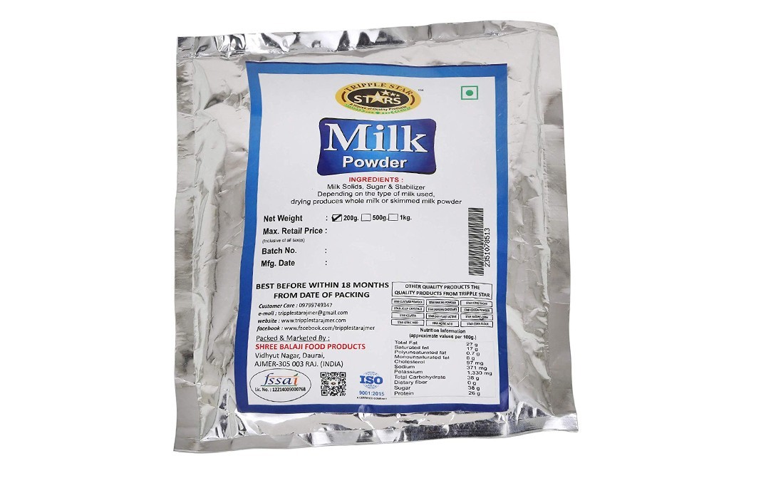 Tripple Star Milk Powder    Pack  200 grams